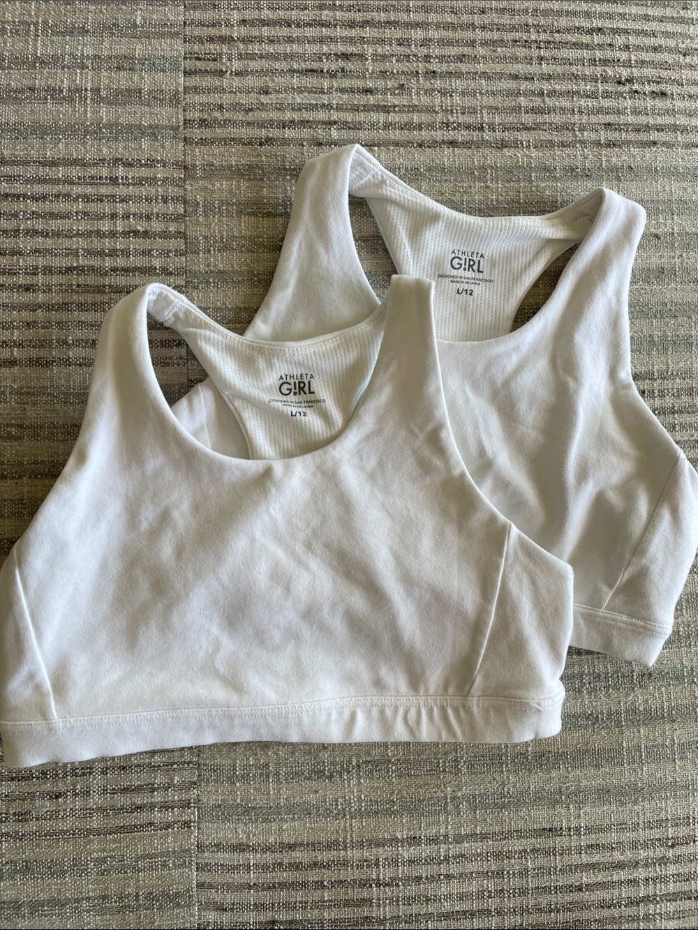 Athleta Girl White Racerback Crop Sports Bra Tops (Set of 2)